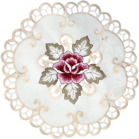 4 st spetsbroderade Cutwork runda underlägg placemats vasunderlägg (20 cm)