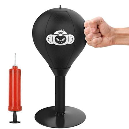 Punching Bag Stress Buster - Bordmodel Punching Bag med Stærke Sugekopper - Stresslindring ved Hårdt Arbejde
