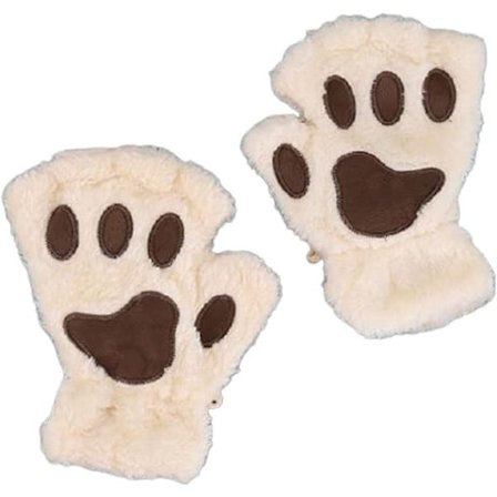 Beige Mitten Naiset - Tyttöjen Talvi Mitten Kissan Kynsi Hanskat - Plussi M