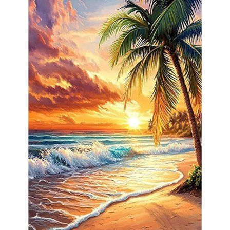 Sommarstrand Diamantmålningskit för vuxna, DIY Diamantkonstmålning Rund Full Borr 30x40cm, 5D Diamantprickar Konst för Nybörjare Hem Väggdekor