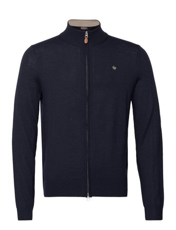 Morris Merino Zip Cardigan - Navy - XL