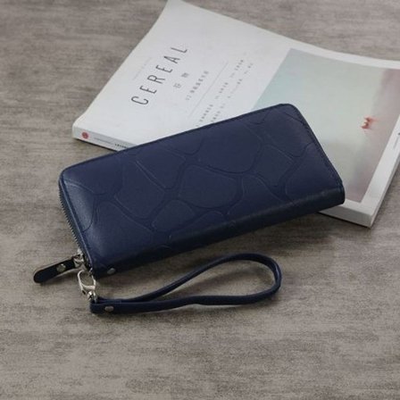 Stor stenmønstret lynlås pung damepung lang pung (Bl