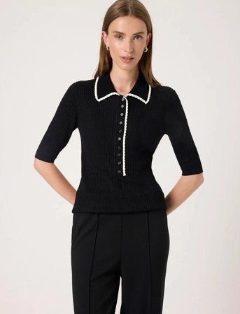 Soaked in Luxury Sllaisa Polo Pullover - Black - XS