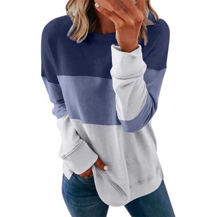 Långärmad Baggy Sweatshirt För Kvinnor Colorblock Patchwork T-shirt