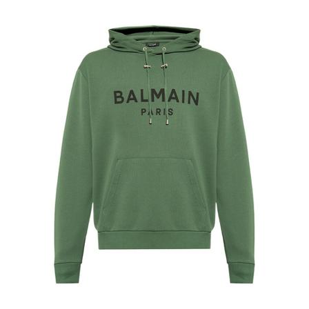 Balmain Logo-printed Hoodie Grøn, Herre