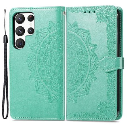Mandala Samsung Galaxy S23 Ultra Flip Etui - Grøn