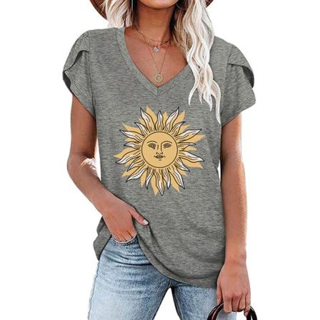 Kortärmad T-shirt För Kvinnor V-ringad S