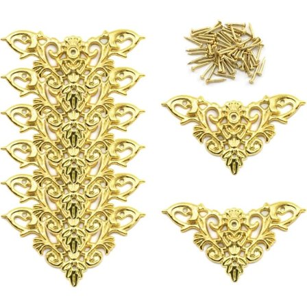 8-pak Vintage Gyldne Udskårne Zinklegering Hjørnebeskyttere til Skab Smykkeskrin Album Skuffe