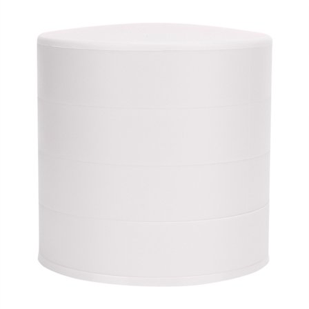 Multifunktionel rund smykkeskrin med fire lag, opbevaringsboks med låg (hvid)