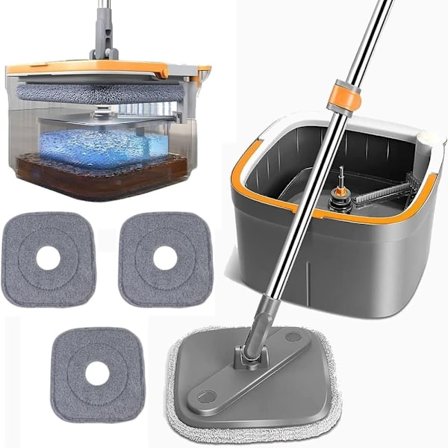 Square Spin Mop Hand-Free Lazy Squeeze Mop Spin Mop Set