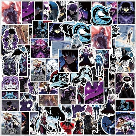 50 stk Solo Leveling Manga Stickers til Teenagere Laptop, Seje Japanske Anime Vinyl Graffiti Dekaler til Drenge Skateboard Cykel Bil Vandflasker