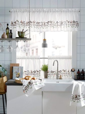 Cellbes of Sweden - Gardinset Birds - vit - -