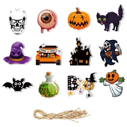 1 set födelsedagsdekoration - Spooky Charms Halloween-festdekoration, 1 set festdekoration, födelsedagsbanderoll, tårtdekoration, födelsedagsartiklar,