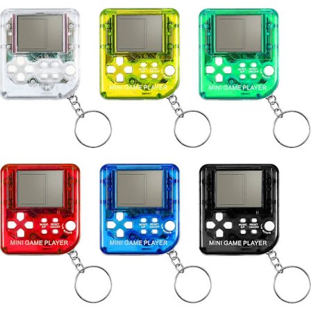 6 stk. nøglering med blokspilkonsoll - Mini blokspilnøglering