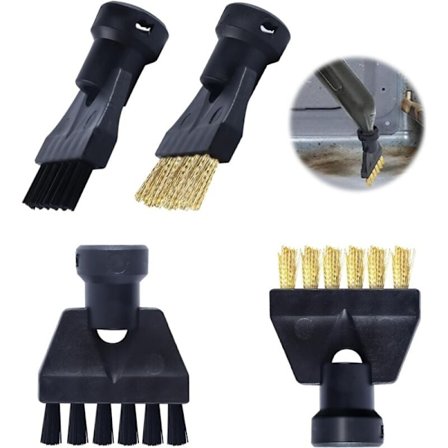 Pakke med 4 damprenser børster tilbehør for Karcher SC1 SC2 SC3 SC4 SC5, Kärcher spaltebørster for kjøkken, møbler, bad, tepper