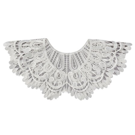 Blonde falsk krage i blonde, avtakbar hul brodert blusekrage, viktoriansk stil halv falsk skjorte, DIY genser- og kjoledekorasjon, elegant hvit blomst