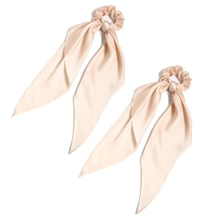 2-pack knutna rosett hår scrunchies elastisk hår scarf svart hår