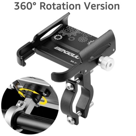 Universaali alumiiniseos polkupyörän ohjaustangon puhelimen kiinnike - Musta / Musta