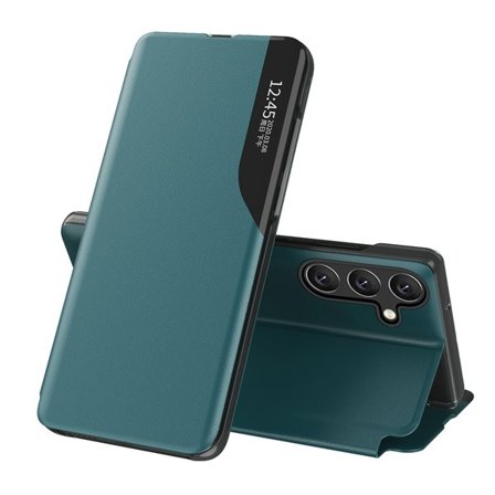 Eco Leather View Case elegant etui med klap og standerfunktion til Samsung Galaxy A26 - grøn