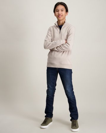 Jack & Jones JJEBRADLEY SWEAT HALF ZIP NOOS JNR Beżowy Swetry Chłopiec - Kids Brand Store