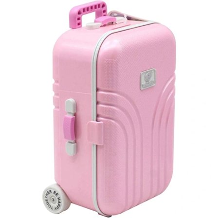 1. pieni matkalaukku säästöpossu, työpöydän simulointi matkalaukku valmistettu (vaaleanpunainen)