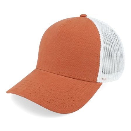 American Needle - Oransje trucker Caps - Blank Brush Twill Valin White Desert Orange A-Frame Trucker @ Hatstore