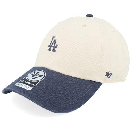 47 Brand - MLB Beige unconstructed Czapka Z Daszkiem - Los Angeles Dodgers Base Runner Tt Clean Up Natural/Navy Dad Cap @ Hatstore