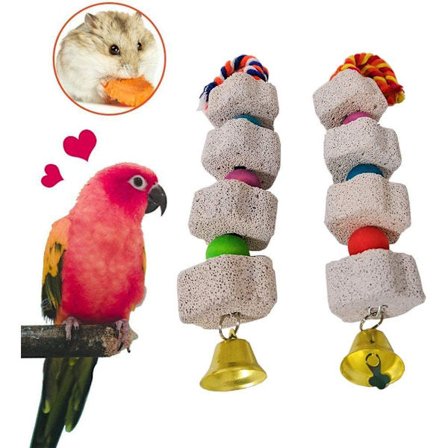 2 stk. Fugletyggelegetøj Mineral Fuglenæb Slibesten til Papegøje Ara Papegøje (Tilfældig Perlefarve)