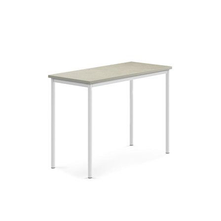 Desk SONITUS, 1200x600x900 mm, light grey linoleum, white