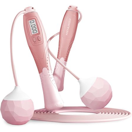 Hoppetau med teller - Trådløst hoppetau - Hoppetau uten tau for trening - Hastighetshoppetau med digitalt håndtak