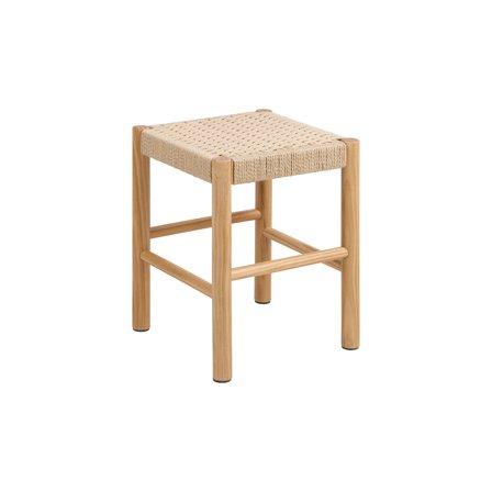 Alvin Pouf, geflochten, Hocker im skandinavischen Stil, naturfarben, quadratisches Design, bequeme Sitzgelegenheit, 45cm Höhe, zeitlos.