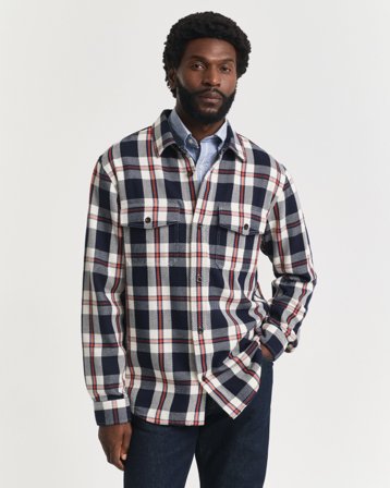 GANT Herren Hemdjacke Twill mit Karomuster (S)