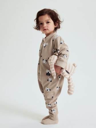 Sweatoverall mit Tasche Dalmatiner - 80 - kinderbekleidung - beige - Polarn O. Pyret