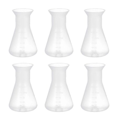 6 stk Glasbeaker Konisk Kolbe Kemi Plastik Laboratoriebeaker Labs Erlenmeyer Kolbe Gradueret Beaker