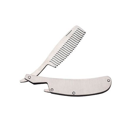 Foldbar Skægkam Rustfrit Stål Kam Mustache Styling Kam Til Overlægsskæg Og Hår
