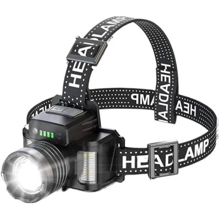 LED-pannlampa – Uppladdningsbar med zoom och rörelsesensor, stark ljusstyrka för utomhusbruk