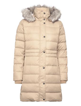Tyra Down Coat With Fur Foret Jakke Beige Tommy Hilfiger