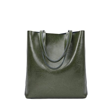 Stiligg Tote Bag i Grønn Ku-skinn, Stor Størrelse, Perfekt for Vår og Sommer 32x6x36cm