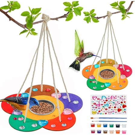 DIY Fågelmatare för Barn - 2-pack Trä Målningskit, Utomhusleksaker för Pojkar & Flickor, Lämplig för Åldrarna 3 - 5, 4 - 8, 8 - 12