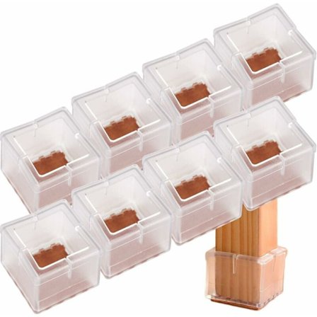 Sett med 8 stolebenbeskyttere med filtglidepads møbelstolputer, firkantede tupper KLB