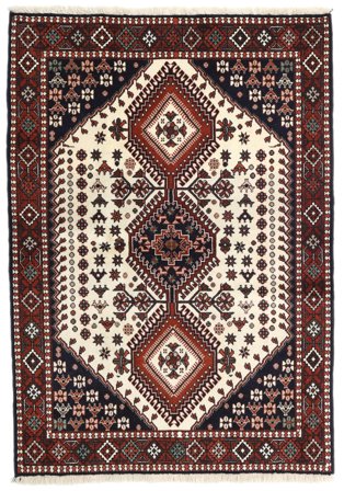 Yalameh Teppich 108X150 Dunkelrot/Beige Wolle, Persien