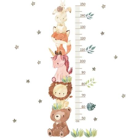 Växthöjdsdiagramklistermärke Hängande linjal Väggdekaler Cartoon Animal Kawaii Höjdmätning Vägglinjal Banner för plantskola Sovrum Tapet