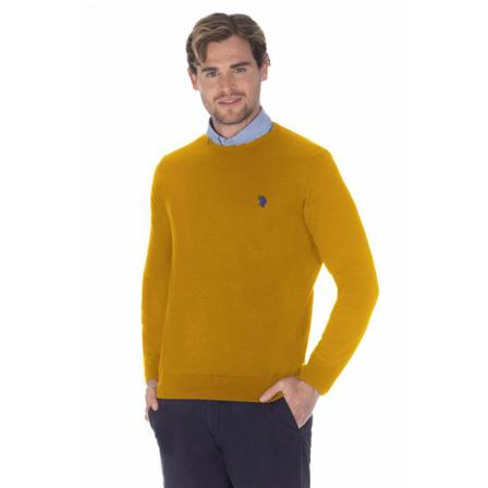 U.s. Polo Assn., Round-neck Knitwear Geel, Heren, Maat:M
