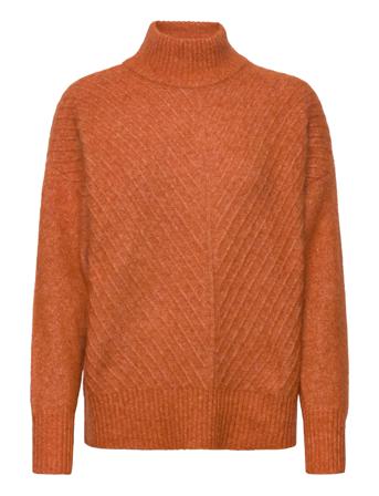 Slfsif Sisse Ls Knit Highneck B Brown Selected Femme