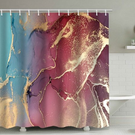 Duschdraperi med textur av guldpulver, med 12 plastkrokar