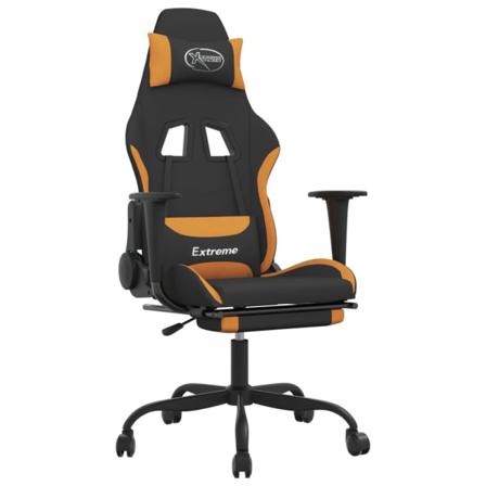 Vidaxl Gamingstol Med Fotstöd Och Massage Svart Och Orange Tyg Gul