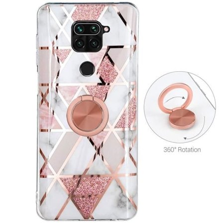 Fodral till Redmi Note 9 Stötsäker rosa färg med stödring