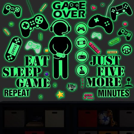 2024, Gamer-huoneen sisustus Peli seinätarra Peli tarrat Poikien huoneen tarrat Videopeli sisustus Syö Nuku