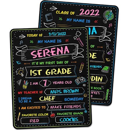 Skoltavla Första och Sista Dagen, Dubbelsidig - Mina Första och Sista Dag i Skolan Skyltar Griffeltavla - Första Dagen i Skolan Skyltar för Barn 