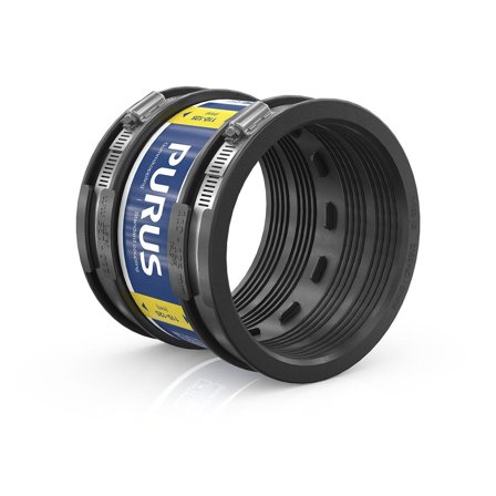 Purus 3032539 Gumminippel svart, med slangeklemmer, Innendørsavløp